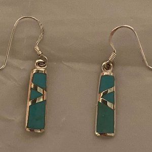 Sterling Silver Turquoise Inlay Drop Earrings